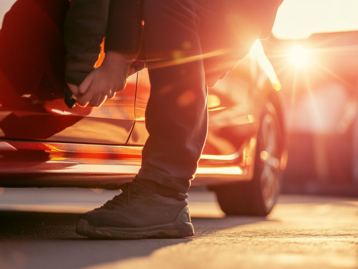 A helpful guide for inspecting a car's exterior for damage.