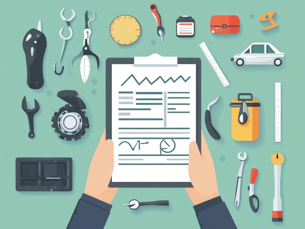 A visual guide to the parts included in a car inspection checklist