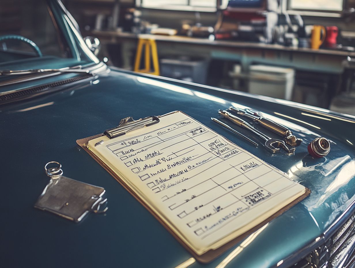 Inspection checklist for vintage cars