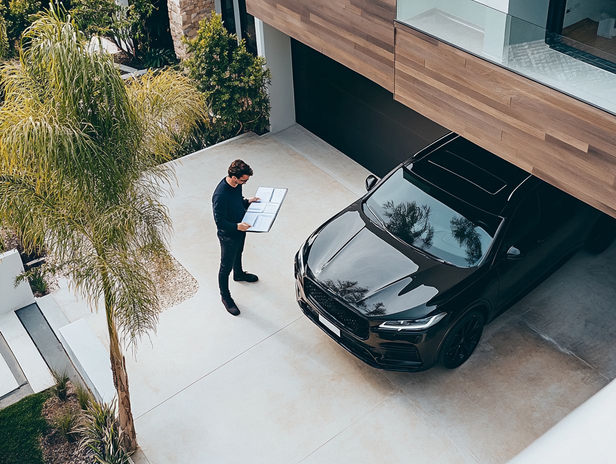 A person researching and choosing a used luxury car.