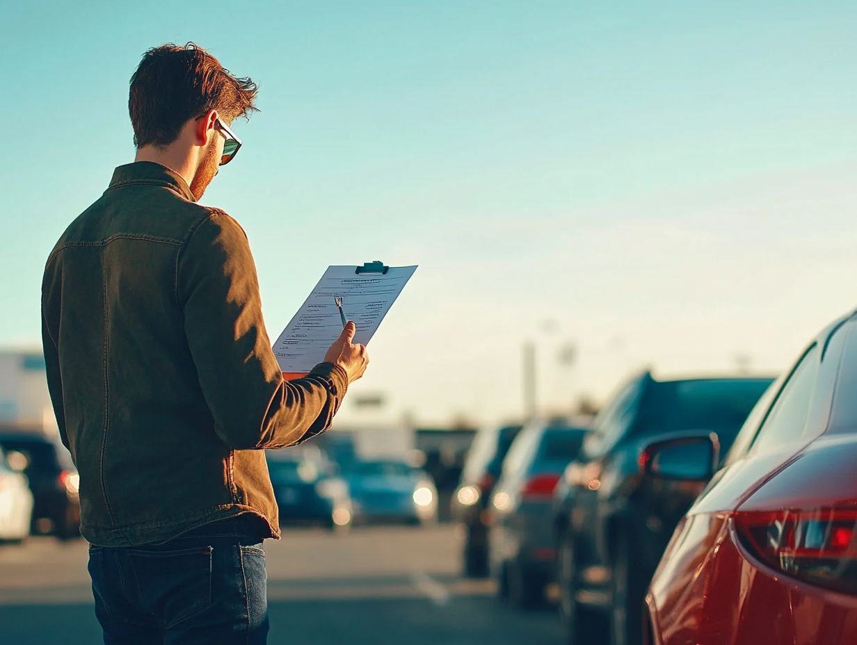 Mechanic inspecting a used car.